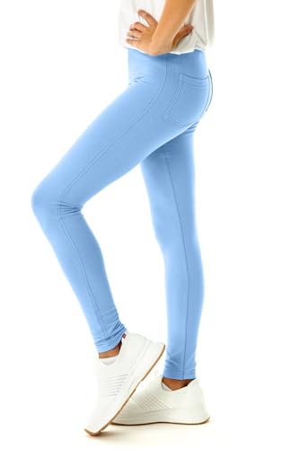 Avamiqamelli Mädchen Jeans Optik Hose Jeggings Leggings Treggings für Kinder mit Taschen av57 Hellblau 152 von Avamiqamelli