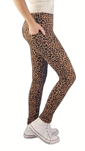 Avamiqamelli Mädchen Jeans Optik Hose Jeggings Leggings Treggings für Kinder mit Taschen av57 Leoparden 140 von Avamiqamelli