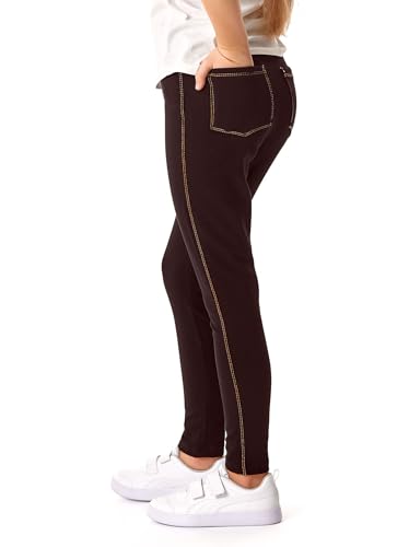 Avamiqamelli Mädchen Jeans Optik Hose Jeggings Leggings Treggings für Kinder mit Taschen av57 Schwarz-Gold 146 von Avamiqamelli