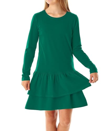 Avamiqamelli Mädchen Kleid Ausgestelltes Falten Langarm Herbst Winter für Kinder av51 152 Grün von Avamiqamelli