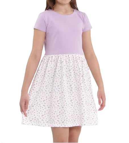 Avamiqamelli Mädchen Kleid Ausgestelltes Festlich Frü̱Hling Sommerkleid für Kinder Print Aufdrucke av52 140 Lila Blumen von Avamiqamelli