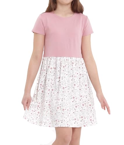 Avamiqamelli Mädchen Kleid Ausgestelltes Festlich Frü̱Hling Sommerkleid für Kinder Print Aufdrucke av52 158 Rosa Blumen von Avamiqamelli