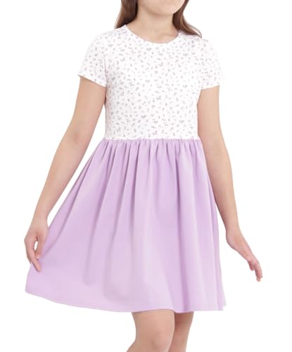 Avamiqamelli Mädchen Kleid Ausgestelltes Festlich Frü̱Hling Sommerkleid für Kinder Print Aufdrucke av52 Blumen Lila 158 von Avamiqamelli