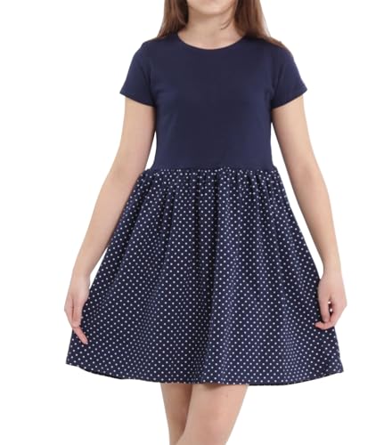 Avamiqamelli Mädchen Kleid Ausgestelltes Festlich Frü̱Hling Sommerkleid für Kinder Print Aufdrucke av52 Punkte Blau 158 von Avamiqamelli