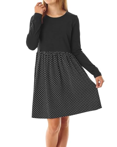 Avamiqamelli Mädchen Kleid Ausgestelltes Festlich Winter Herbst für Kinder Print Aufdrucke av52 Punkte Schwarz 140 von Avamiqamelli