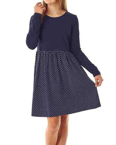 Avamiqamelli Mädchen Kleid Ausgestelltes Festlich Winter Herbst für Kinder Print Aufdrucke av52 Punkte Blau 140 von Avamiqamelli