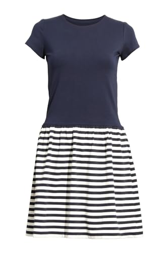 Avamiqamelli Mädchen Kleid Kurzarm Sommerkleid für Kinder Blumen Leoparden Frü̱Hling Sommer av66 Blau Streifen 134 von Avamiqamelli