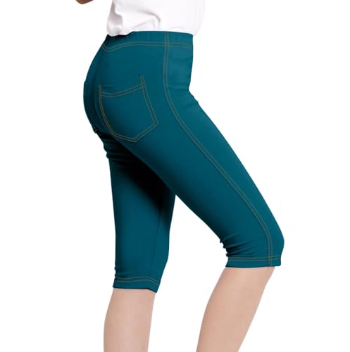 Avamiqamelli Mädchen Kurze Jeggings Hose 3/4 Capri Jeansoptik für Kinder mit Taschen Sommerhose av67 Dunkelblau 158 von Avamiqamelli