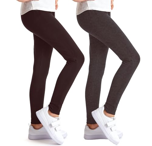 Avamiqamelli Mädchen Thermo Leggings Warm Dick Winter für Kinder Thermohose 2er-Pack av65 Schwarz+Graphite 158 von Avamiqamelli