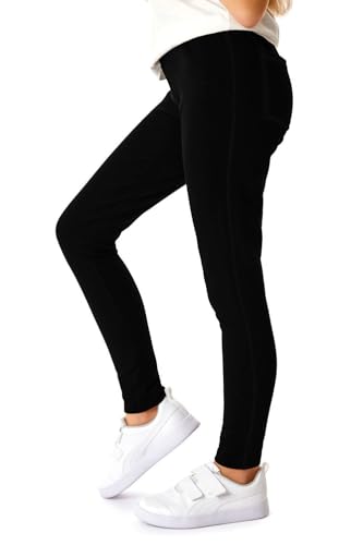Avamiqamelli Mädchen Thermo Winter Treggings Hose Leggings Thermohose für Kinder mit Taschen av58 Schwarz 146 von Avamiqamelli