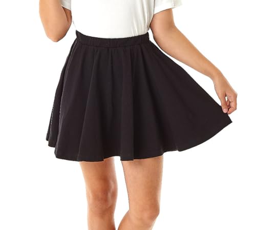 Mädchen Rock Ausgestellter Minirock A Linie mit Shorts Schule Baumwolle Kinder Röcke av53 128 Schwarz von Avamiqamelli