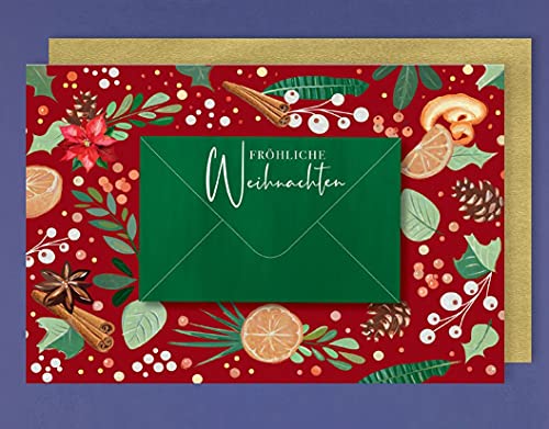 Weihnachten Scheck Geldkarte Grußkarte Geldgeschenk Orangen Zimt 16x11cm von AvanCarte