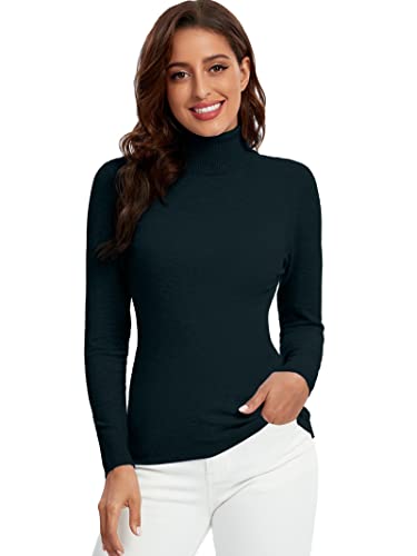 Avancel Damen Rollkragenpullover Basic Pullover Winter Dünn Strickpullover Elegant Langarmshirt Schwarz M von Avancel