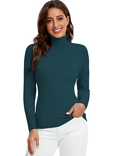 Avancel Damen Rollkragenpullover Basic Pullover Winter Dünn Strickpullover Elegant Langarmshirt Türkis XXL von Avancel