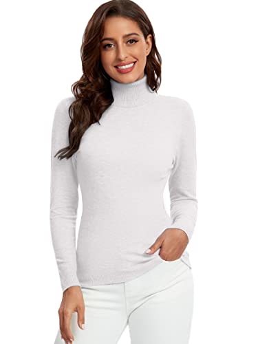 Avancel Damen Rollkragenpullover Basic Pullover Winter Dünn Strickpullover Elegant Langarmshirt Weiß L von Avancel