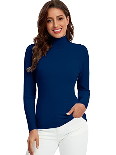Avancel Damen Rollkragenpullover Basic Pullover Winter Strickpullover Elegant Langarmshirt Herbst Winter 2025 Navy XL von Avancel