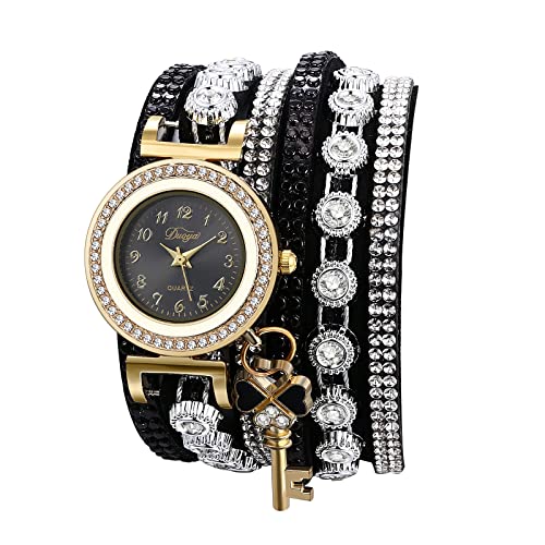 Avaner Armbanduhr Damen Uhren Bohemian Watch Leder Voll Strass Damen Analog Quarz Uhr für Frauen von Avaner