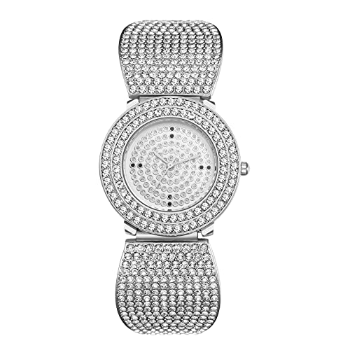 Avaner Damen Uhr Quadratisch Strasssteine: Armbanduhr mit Kristall Ziffern Diamantuhr Diamantgehäuse Abnehmbares Armband Analog Quarzuhr für Frauen von Avaner