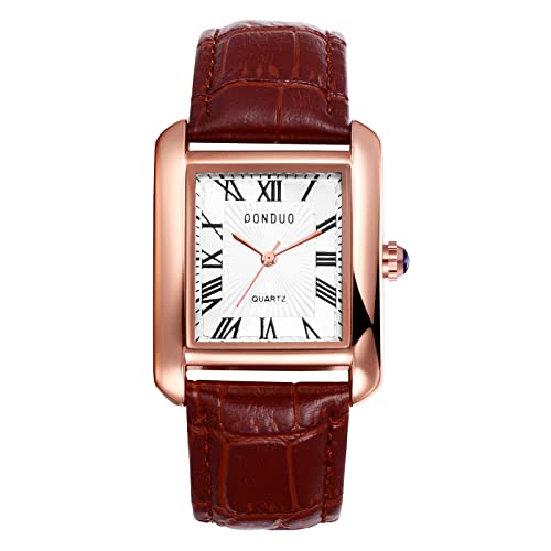 Avaner Armbanduhr Damen Herren Uhren mit Quadratisches Zifferblatt Modische Einfache Paaruhren Quarzuhr mit Leder Armband Unisex Uhr für Frauen Männer Als Geschenke von Avaner