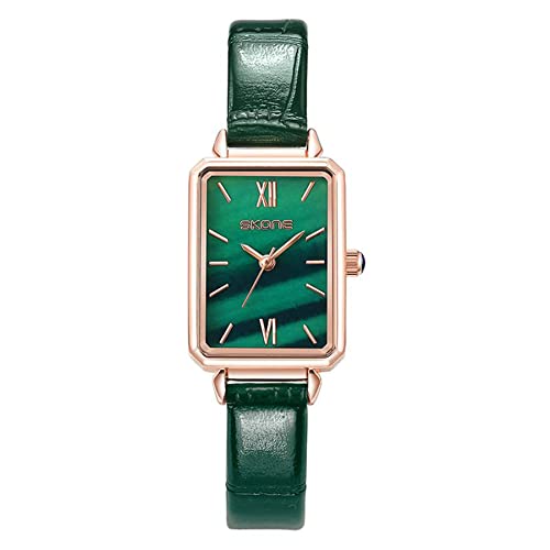 Avaner Armbanduhr Damen Uhr mit Balkenskala Einfaches Quadratisches Rundes Gehäuse Armbanduhr mit grünes schwarzes PU Armband Analog Quarzuhr für Frauen von Avaner