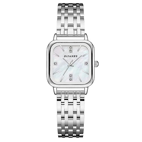 Avaner Armbanduhr Damen Uhr mit Quadratischem Gehäuse Shell Muschel Zifferblatt Damenuhr aus Edelstahl Analog Quarz Uhr für Frauen Geschenke von Avaner