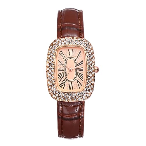 Avaner Armbanduhr Damen Uhr mit Strasssteine Quadratischem Gehäuse Damen Lederarmbanduhr Analoge Quarzuhr für Frauen von Avaner