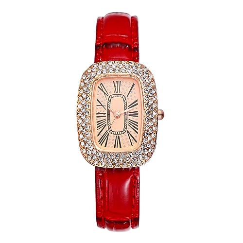 Avaner Armbanduhr Damen Uhr mit Strasssteine Quadratischem Gehäuse Damen Lederarmbanduhr Analoge Quarzuhr für Frauen von Avaner