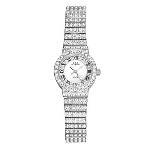 Avaner Armbanduhr Damen Uhr mit römische Ziffern&voll Diamant Gehäuse Damen Armbanduhr mit abnehmbares Armband Analog Quarzuhr für Frauen von Avaner