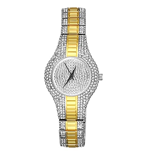 Avaner Armbanduhr Damen Uhr mit voll Diamant Zifferblatt&Gehäuse Stilvolle Edelstahl Damenuhr Abnehmbares Armband Quarzuhr für Frauen von Avaner