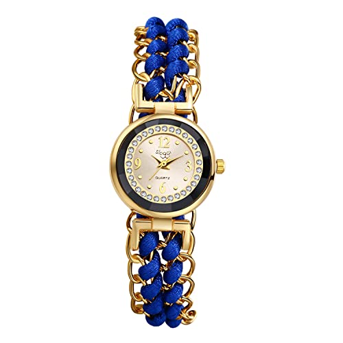 Avaner Armbanduhr Damen Uhren Volldiamant Armbanduhr Geflochtenes Seil Einziehbares Armband Analog Quarzuhr für Frauen von Avaner