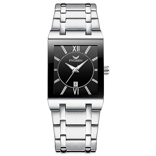 Avaner Armbanduhr Herren Uhr Quadratische Uhr aus Edelstahl Kalenderfunktion Business Herrenarmbanduhr für Männer von Avaner