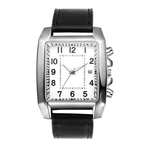 Avaner Armbanduhr Herren Uhr mit Quadratisches Zifferblatt Herrenuhr mit Lederband Vintage Design mit arabischen Ziffern Analog Quarz Kalender Uhr Männer Schwarz von Avaner