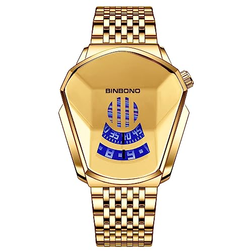 Avaner Armbanduhr Herrenuhr Analoges Quarzuhr mit Edelstahlarmband wasserdichte Motorraduhr für Männer, Gold von Avaner