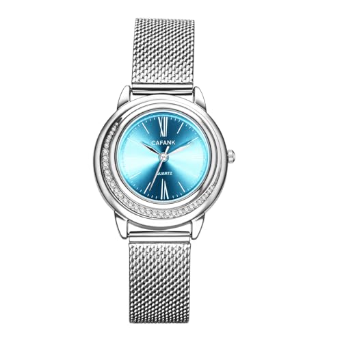 Avaner Damen-Armbanduhr mit verstellbarem Armband: Armbanduhr aus Edelstahl mit Gehäuse aus Diamant und Zifferblatt mit römischen Ziffern – Geschenk zum Geburtstag oder Muttertag, blau von Avaner