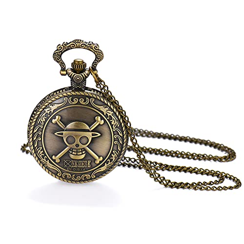 Avaner Taschenuhr Totenkopf Halskette Uhr mit arabische Ziffer Retro Analog Quarz Uhr Unisex Taschenuhren Pullover Kettenuhr Antik Bronze für Männer und Frauen von Avaner