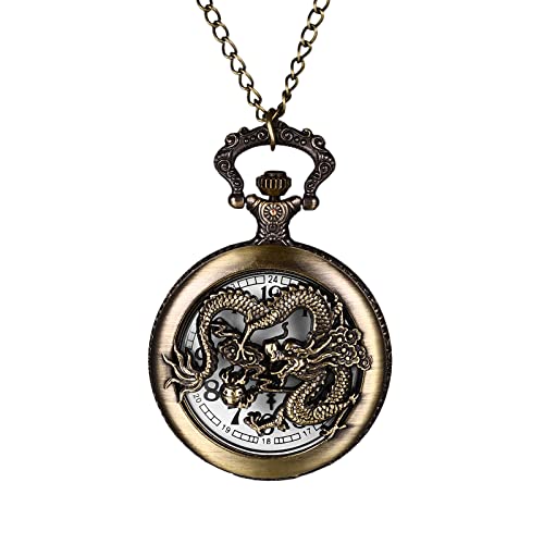 Avaner Taschenuhr mit Kette Drachen Analoge Quarz Taschenuhr mit Arabische Ziffern Pocket Watch für Frauen Männer von Avaner