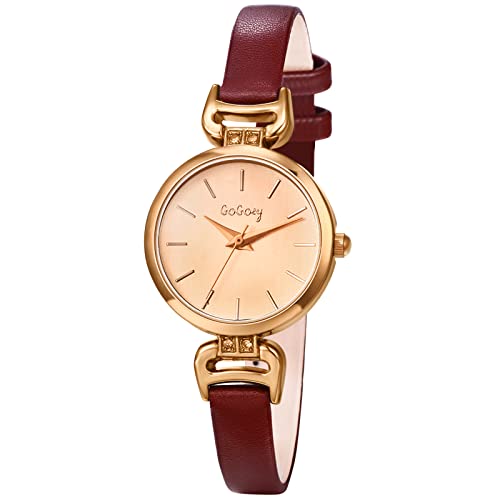 Avaner Damen Uhr Lederarmbanduhr mit Quadratisches Rundes Zifferblatt Damenuhr Strass Balken Skala Analog Quarz Uhr Geschenke für Frauen Mädchen von Avaner