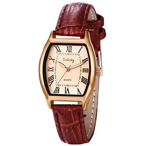 Avaner Damen Uhr Lederarmbanduhr mit Quadratisches Rundes Zifferblatt Damenuhr Strass Balken Skala Analog Quarz Uhr Geschenke für Frauen Mädchen von Avaner