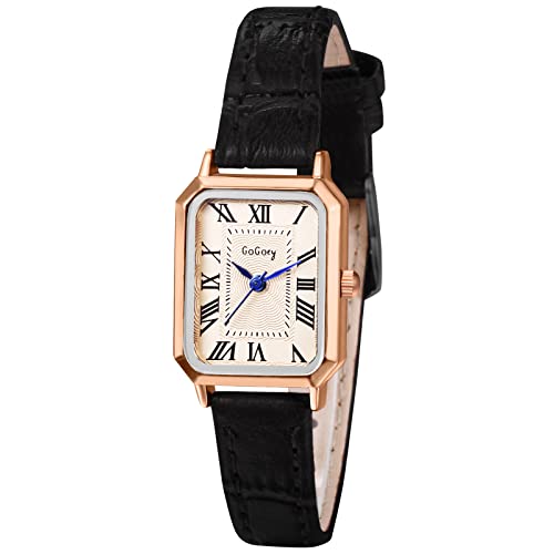 Avaner Damen Uhr Lederarmbanduhr mit Quadratisches Rundes Zifferblatt Damenuhr Strass Balken Skala Analog Quarz Uhr Geschenke für Frauen Mädchen von Avaner