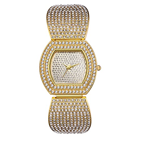 Avaner Damen Uhr Quadratisch Strasssteine: Armbanduhr mit Kristall Ziffern Diamantuhr Diamantgehäuse Abnehmbares Armband Analog Quarzuhr für Frauen von Avaner