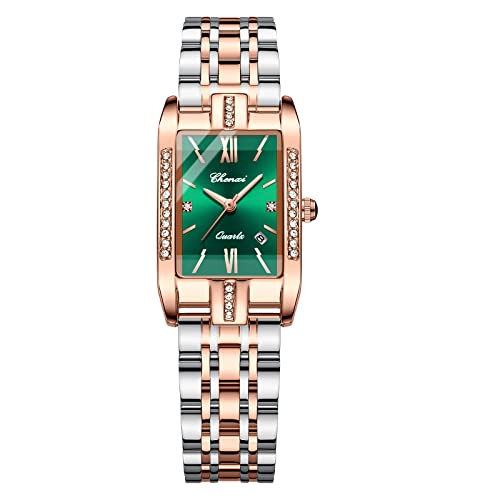 Avaner Damen Uhr mit rechteckiges Zifferblatt Voll Diamant Gehäuse Edelstahl Armbanduhr Römische Zahlenskala Kalenderfunktion Zweifarbig Analog Quarzuhr für Frauen Avaner Damen Uhr mit rechteckiges Zifferblatt Voll Diamant Gehäuse Edelstahl Armbanduhr Römische Zahlenskala Kalenderfunktion Zweifarbig Analog Quarzuhr für Frauen von Avaner