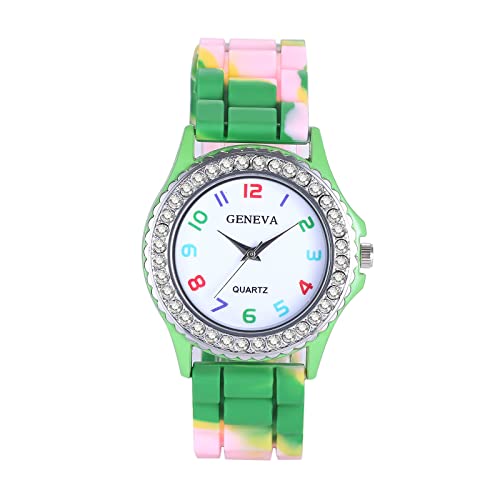 Avaner Damenuhr mit buntes Digitalzifferblatt Damen Armbanduhr mit Silikon Armband Camouflage Uhr Mehrfarbige Quarzuhren für Frauen von Avaner