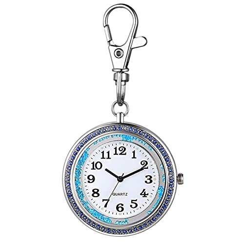 Avaner Taschenuhr Schlüsselanhänger Uhr Edelstahl Revers Uhr mit Schlüsselring, Rucksack Gürtel Fob Uhr, Clip on Schlüsselschnalle Taschenuhren für Damen und Herren von Avaner