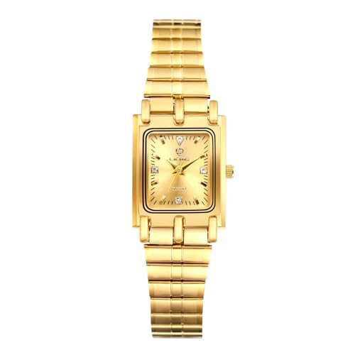 Avaner Herren-Armbanduhr, wasserdicht, ultradünn: verstellbare Armbanduhr für Herren, Edelstahl, quadratisch, Quarz, Analog, Business, Zifferblatt, Paar, gold, Femme von Avaner