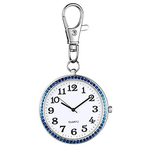 Avaner Taschenuhr Schlüsselanhänger Uhr Edelstahl Revers Uhr mit Schlüsselring, Rucksack Gürtel Fob Uhr, Clip on Schlüsselschnalle Taschenuhren für Damen und Herren von Avaner
