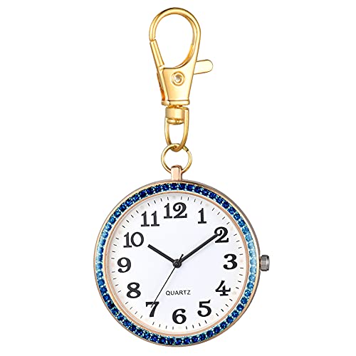 Avaner Taschenuhr Schlüsselanhänger Uhr Edelstahl Revers Uhr mit Schlüsselring, Rucksack Gürtel Fob Uhr, Clip on Schlüsselschnalle Taschenuhren für Damen und Herren von Avaner