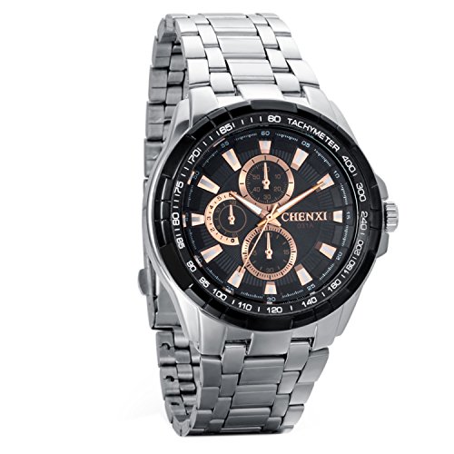 Avaner Herren Uhr Analog Japanisches Quarzwerk mit Edelstahl Armband Armbanduhr Business Silber AN013-010121 von Avaner