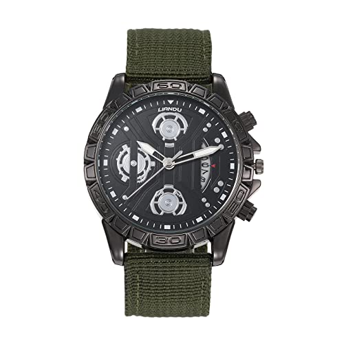 Avaner Herren Uhr Armbadnuhr mit Leuchtzeiger Kalender Funktion 3 Separate Kleine Zifferblätter Nylon Geflochtene Armband Analog Quarz Herrenuhr für Herren von Avaner