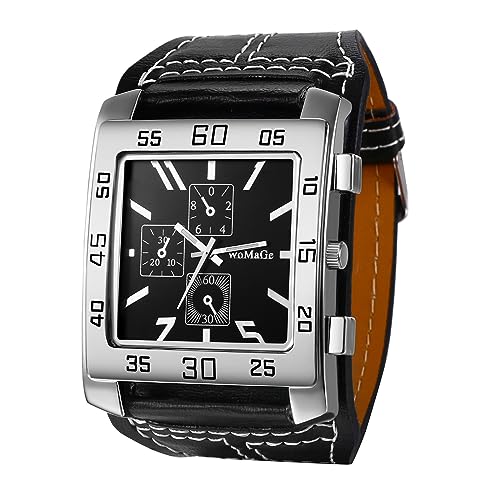 Avaner Herren Uhr Punk Armbanduhren PU Leder Armbanduhr Schwarzes Zifferblatt Rock Herren Analoguhr für Männer von Avaner