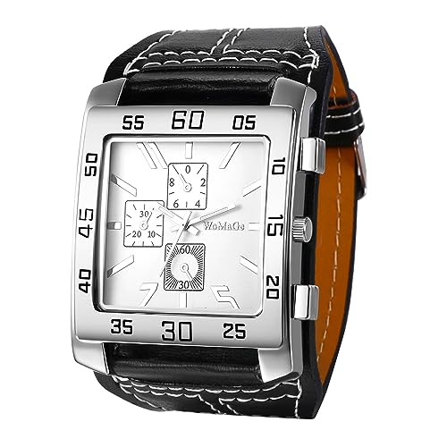 Avaner Herren Uhr Punk Armbanduhren PU Leder Armbanduhr Weißes Zifferblatt Rock Herren Analoguhr für Männer von Avaner